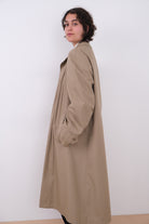 Vintage 90s Khaki Cotton Blend Longline Trench Coat