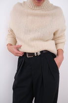 Vintage Scottish Ivory Pure New Wool Turtleneck Sweater