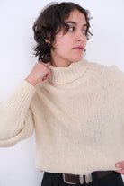 Vintage Scottish Ivory Pure New Wool Turtleneck Sweater