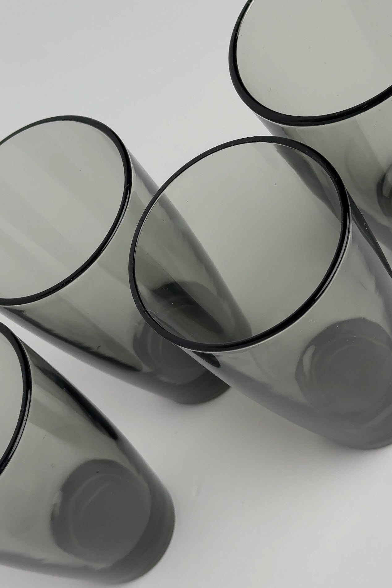 Vintage 90s Gray Smoked Glass Tumblers (4)