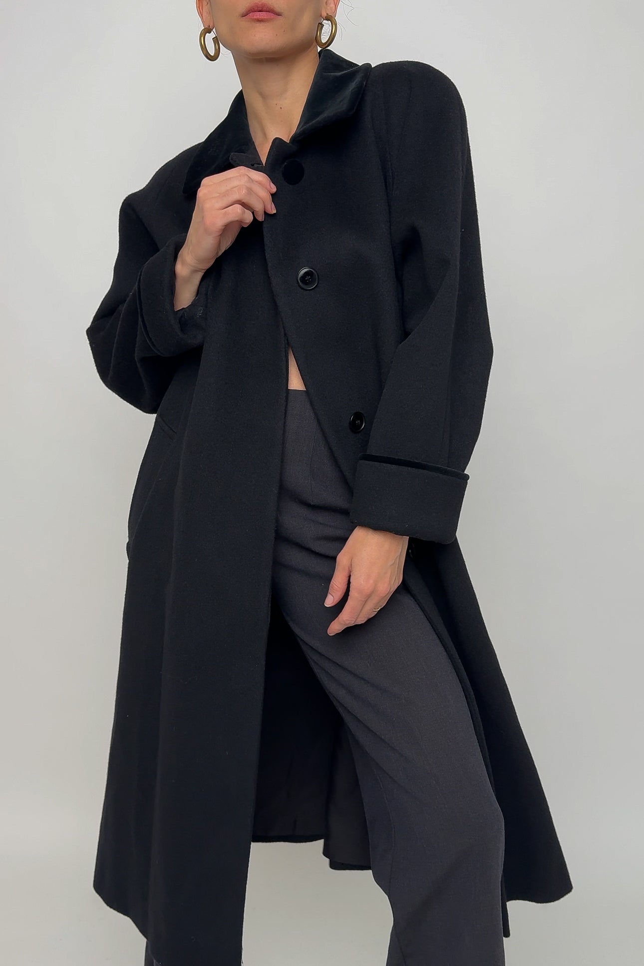 Vintage Onyx Wool Velvet Collar Coat