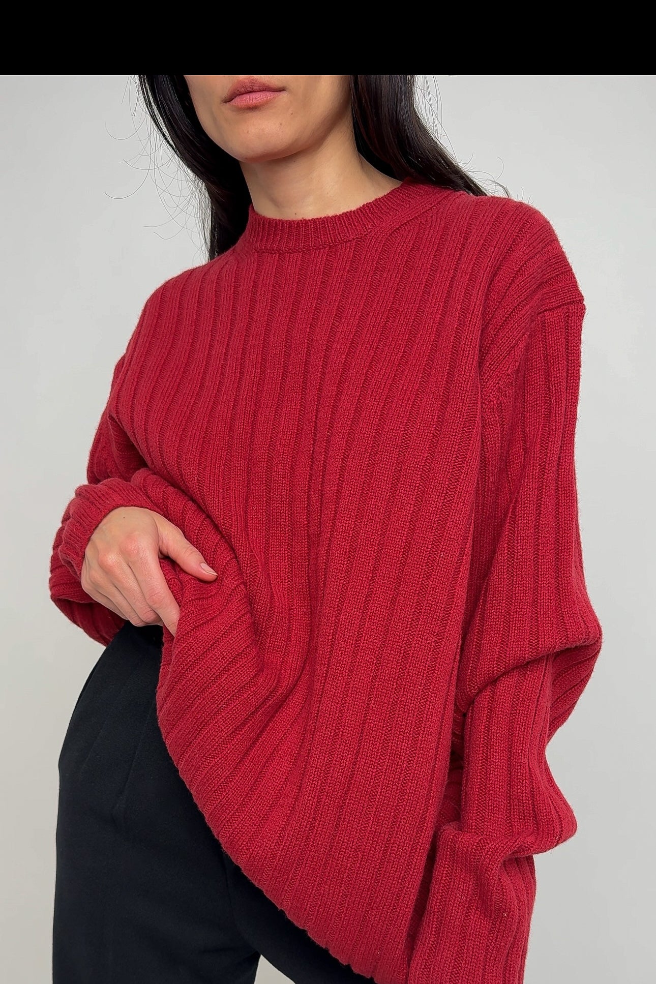 Vintage Tomato Lambswool Ribbed Crewneck Sweater