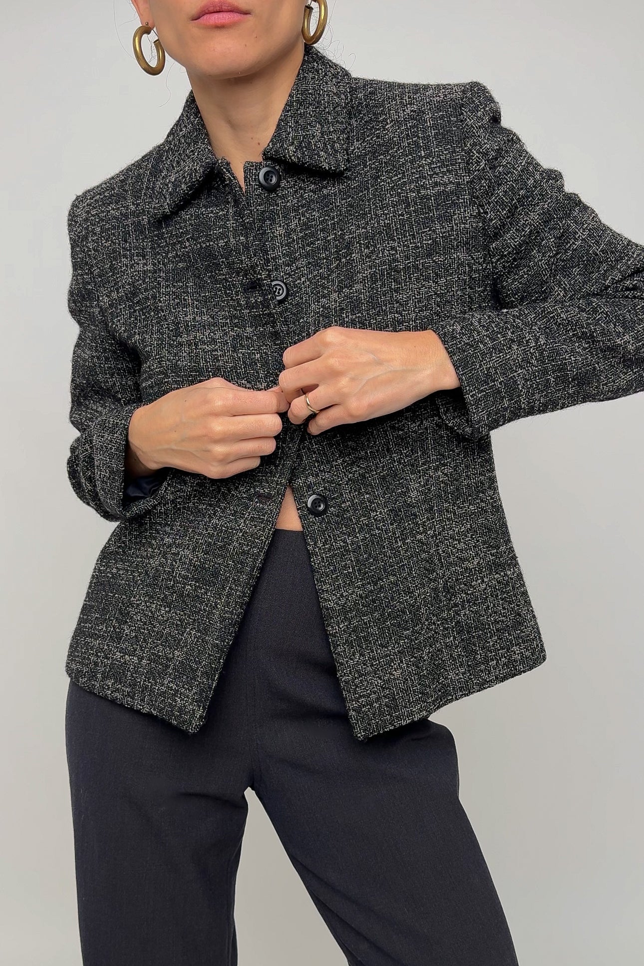 Vintage 90s Stone Wool Cropped Blazer