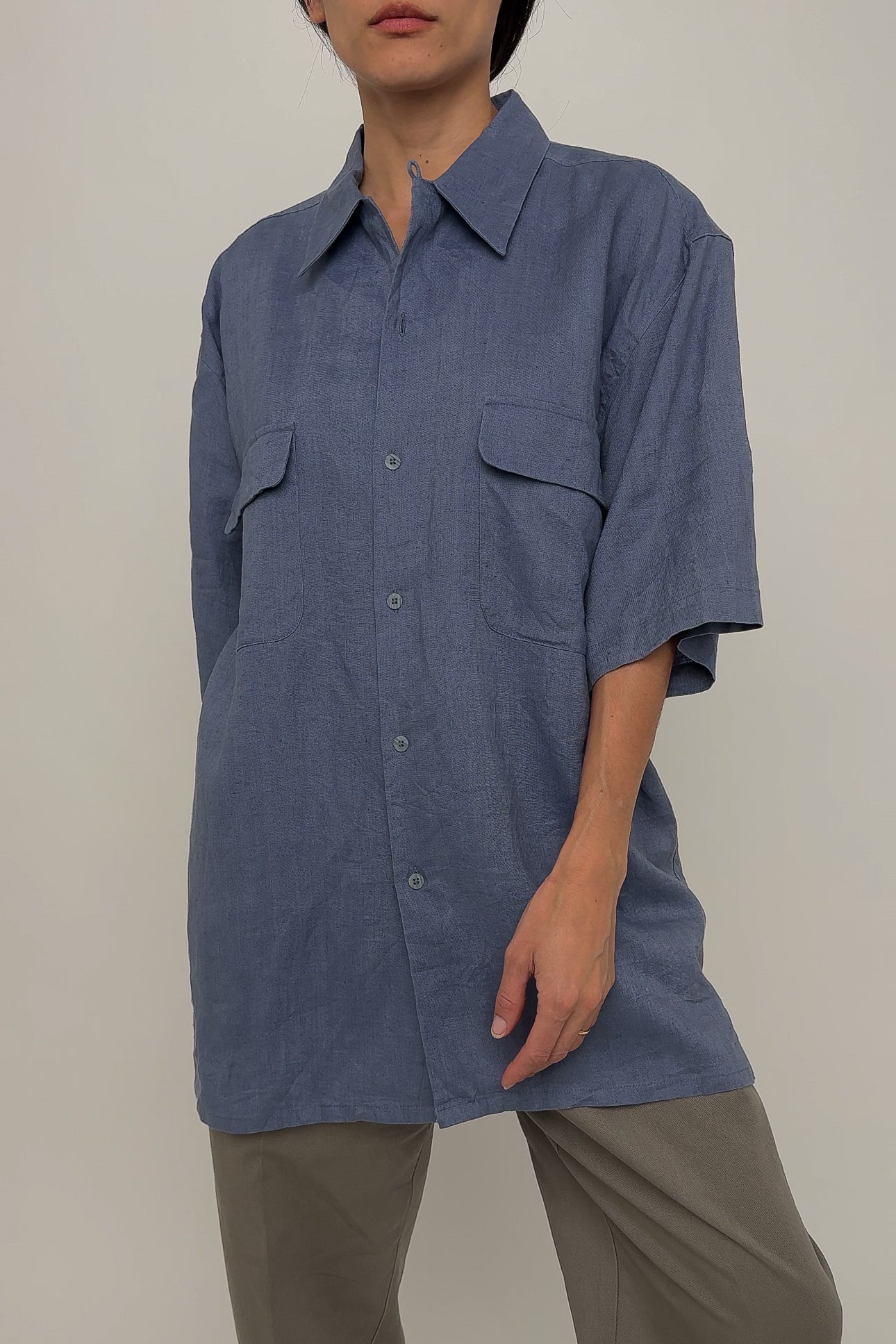 Vintage Ocean Linen Two Pocket Button Up Shirt