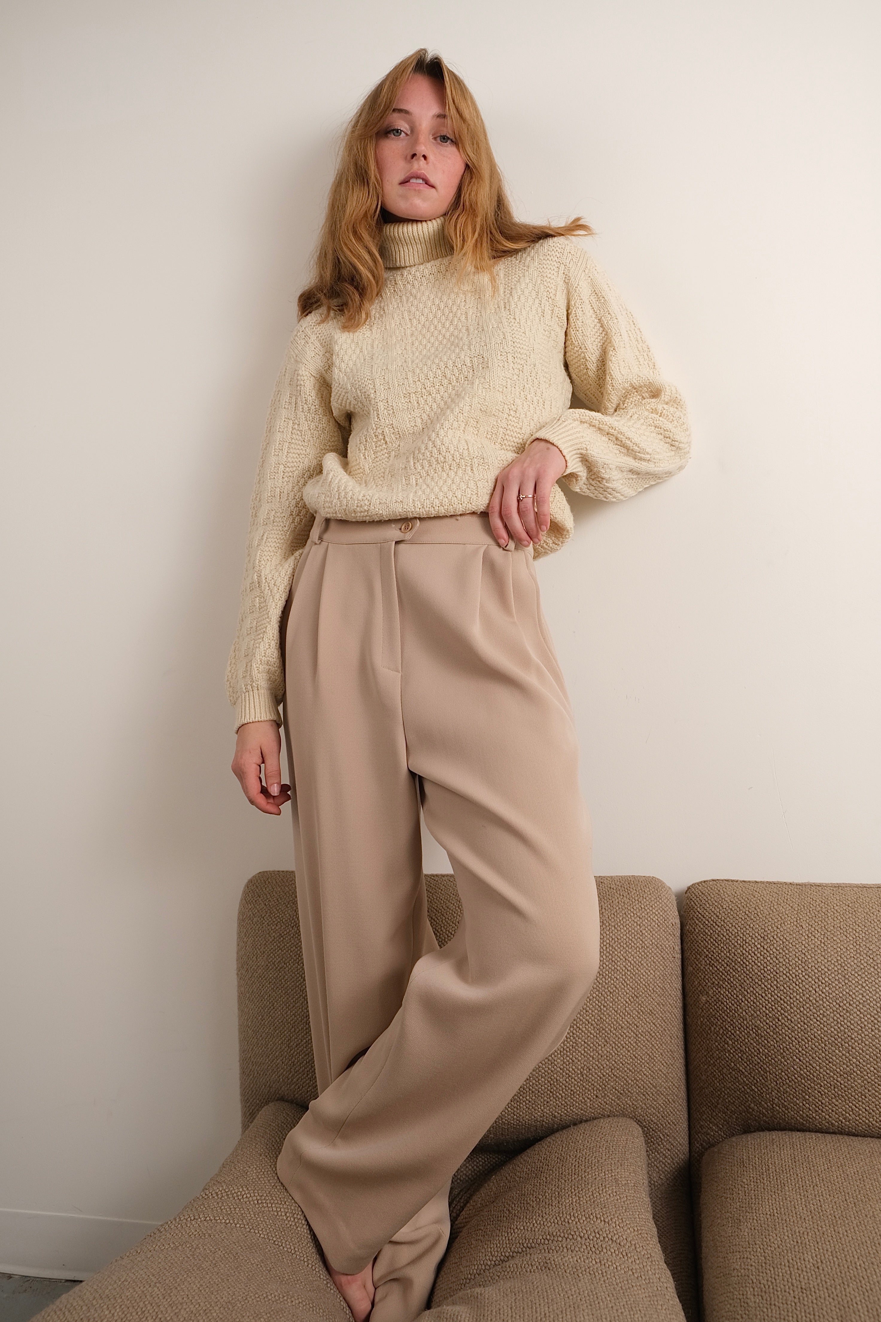 【90s〜00s】archive wool 100% wide slacks Vintage 90s Pampa Max Mara Pure Wool Pleated High Waisted Trousers