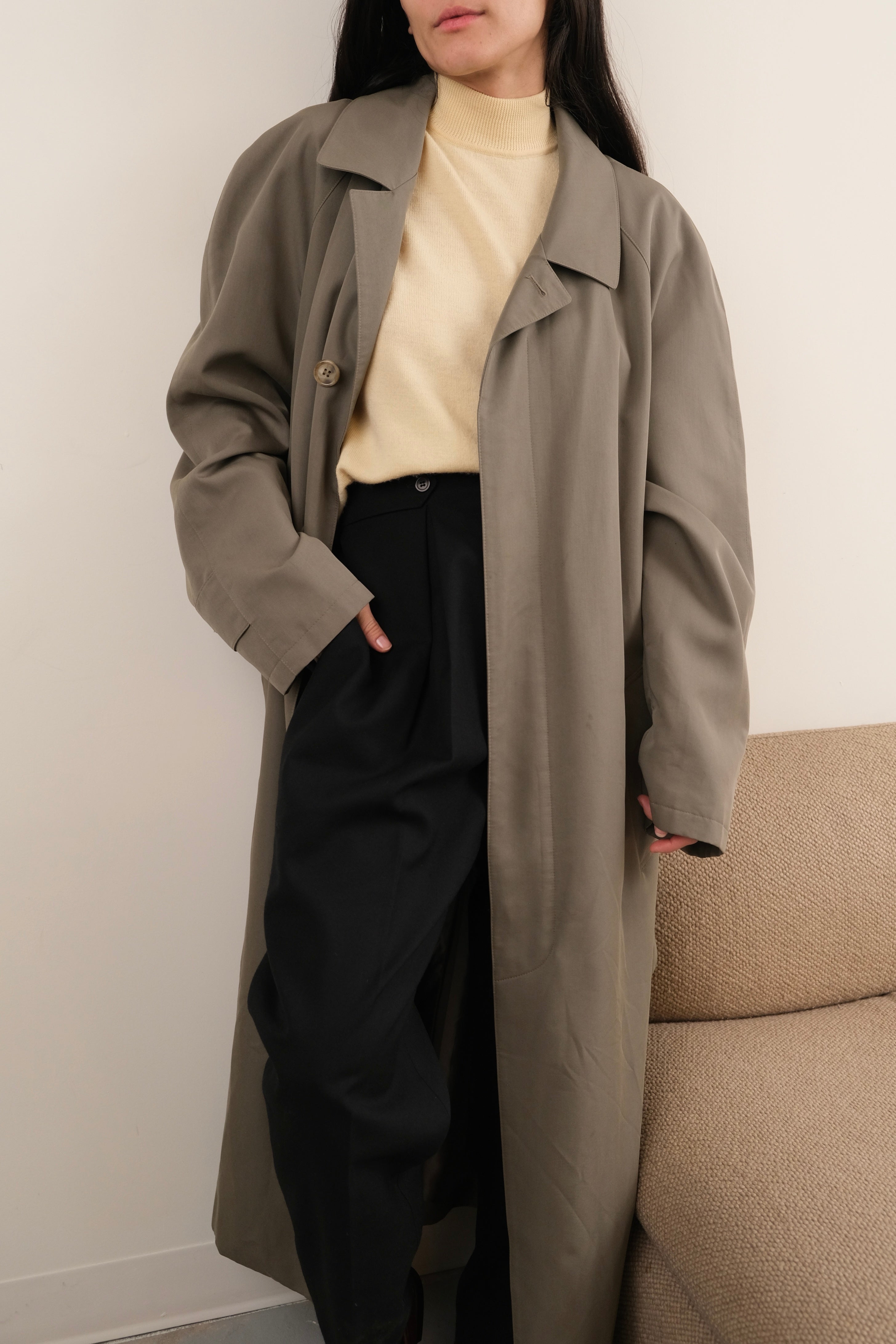 Vintage 90s Newport Harbor Khaki Belted Trench Coat – Hermine